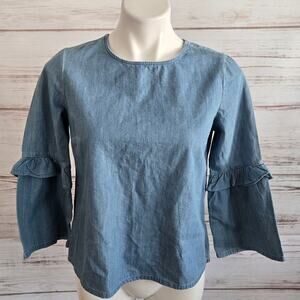 Gap for Good Chambray Statement Flair Sleeve Top sz Small New